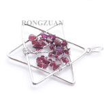 Tree of Life Garnet Stone Pendant Chakra Reiki Star Merkaba TN3805