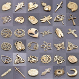 6Pcs/Lot Witchcraft Amulet Charms Stainless Steel Sacred Heart Sea Shell Jewelry