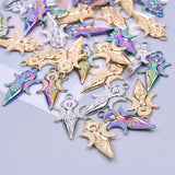 6Pcs/Lot Witchcraft Amulet Charms Stainless Steel Sacred Heart Sea Shell Jewelry