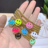 6Pcs Colorful Enamel Smiling Gold-Plated Bead Bracelet Women Jewelry
