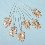 6Pcs Leaf Hair Pins Clips U Shape Sticks Bride Wedding Hair Jewelry