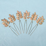6Pcs Leaf Hair Pins Clips U Shape Sticks Bride Wedding Hair Jewelry