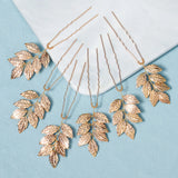 6Pcs Leaf Hair Pins Clips U Shape Sticks Bride Wedding Hair Jewelry