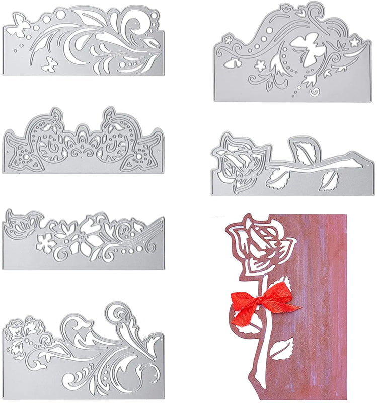 6Pcs Metal Flowers Border Lace Butterfly Cutting Dies