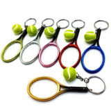 6Pcs Mini Tennis Racket Ball Keychain Pendant Bag Sport Fans Souvenirs