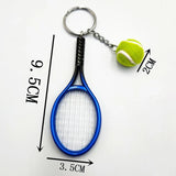 6Pcs Mini Tennis Racket Ball Keychain Pendant Bag Sport Fans Souvenirs