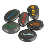 6Pcs Engraved Natural Stones Set Hope Love Joy Healing Peace Serenity