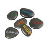 6Pcs Engraved Natural Stones Set Hope Love Joy Healing Peace Serenity