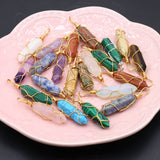 6Pcs Stone Pendant Geometric Shape Charms DIY Jewelry Making Random 10x45