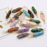 6Pcs Stone Pendant Geometric Shape Charms DIY Jewelry Making Random 10x45