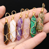 6Pcs Stone Pendant Geometric Shape Charms DIY Jewelry Making Random 10x45