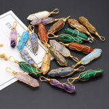 6Pcs Stone Pendant Geometric Shape Charms DIY Jewelry Making Random 10x45