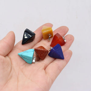 6Pcs Pyramid Shape Stone Charms for DIY Jewelry Making