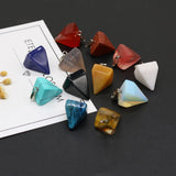 6Pcs Pyramid Shape Stone Charms for DIY Jewelry Making