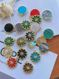 6Pcs Pink Abalone Shell Round Pendant Necklace Jewelry Making