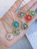 6Pcs Pink Abalone Shell Round Pendant Necklace Jewelry Making