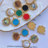 6Pcs Pink Abalone Shell Round Pendant Necklace Jewelry Making