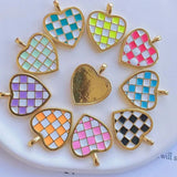 6Pcs Enamel Heart Pendant, Charm for Necklace - Accessories