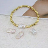 6Pcs 18k Plated Ball Beaded Freshwater Pearl Bracelets Bohemia Women