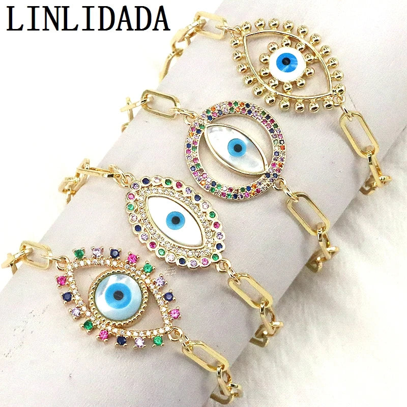 6Pcs Eye shell Charm Bracelet Women Girl Punk Jewelry