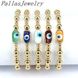 6Pcs Lampwork Eyes Bracelet Copper Beaded Elastic Charm Bracelets