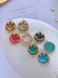 6Pcs Women Happy Face Necklace Colorful Shell Enamel Smiley Jewelry