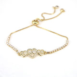Butterfly Heart Charm Bracelet with Zircon Pave Tennis Chain