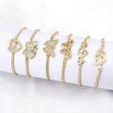 Butterfly Heart Charm Bracelet with Zircon Pave Tennis Chain