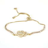 Butterfly Heart Charm Bracelet with Zircon Pave Tennis Chain
