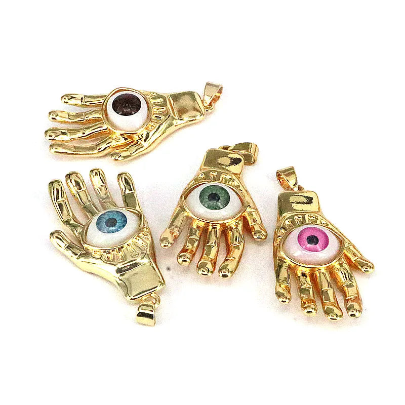 6Pcs Lucky Evil Eye Hand Pendant Charms for Necklace Jewelry