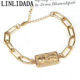 CZ Square Shape Bracelet, Plated Chain, 6Pcs