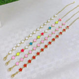 6Pcs Rainbow Enamel Star Chain Bracelets