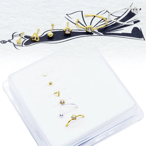 6Pcs/Pack Crystal Nose Studs Mixed Designs Nose Ring Women Body Piercing