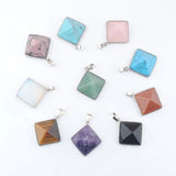 6Pcs Pyramid Square Opal Quartz Malachite Pendants Natural Stone