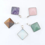 6Pcs Pyramid Square Opal Quartz Malachite Pendants Natural Stone
