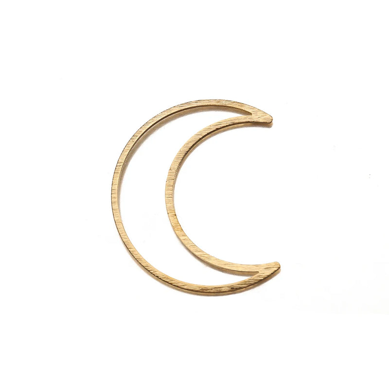 6Pcs Brass Brushed Crescent Moon Pendant for DIY Jewelry Making