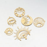 6Pcs Celestial Moon Sun Star Charms All Seeing Eye Pendant Diy