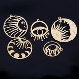 6Pcs Celestial Moon Sun Star Charms All Seeing Eye Pendant Diy