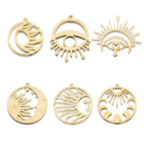 6Pcs Celestial Moon Sun Star Charms All Seeing Eye Pendant Diy