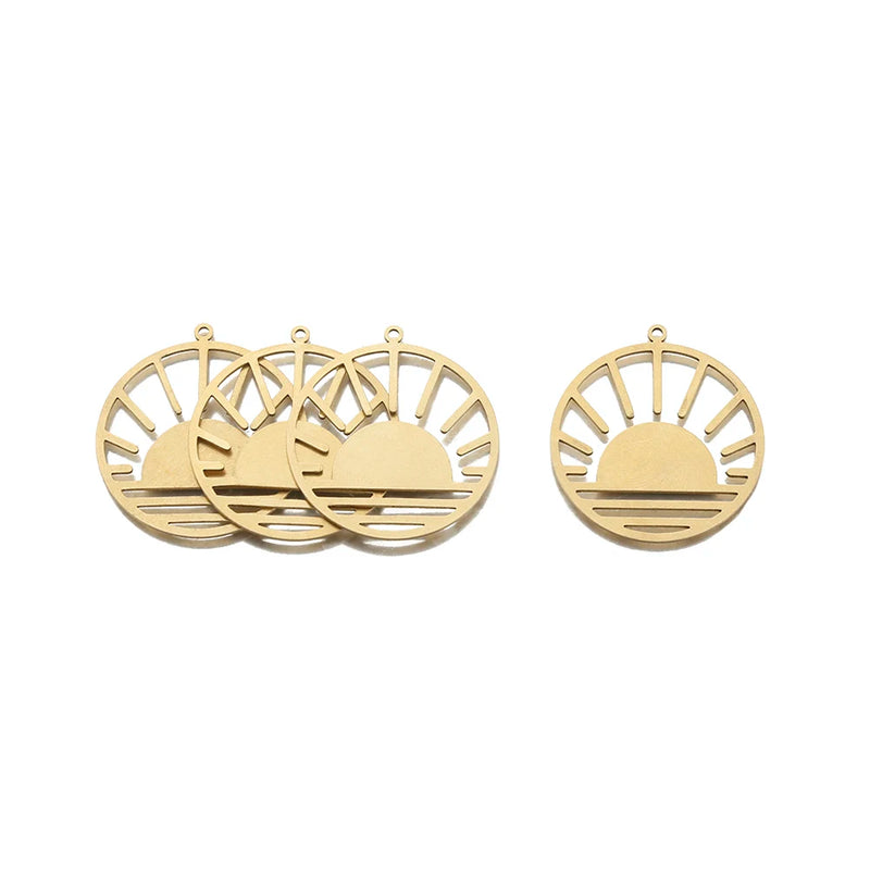 6Pcs Raw Brass Sun Charms for Jewelry Making
