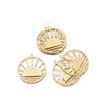 6Pcs Raw Brass Sun Charms for Jewelry Making