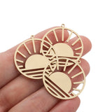 6Pcs Raw Brass Sun Charms for Jewelry Making
