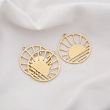6Pcs Raw Brass Sun Charms for Jewelry Making