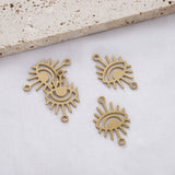 6Pcs Raw Brass Evil Eye Charm Sunburst Pendant Link Witch Earring Necklace DIY