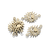 6Pcs Raw Brass Evil Eye Charm Sunburst Pendant Link Witch Earring Necklace DIY