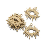 6Pcs Raw Brass Evil Eye Charm Sunburst Pendant Link Witch Earring Necklace DIY