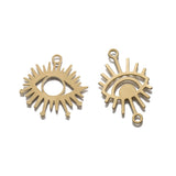 6Pcs Raw Brass Evil Eye Charm Sunburst Pendant Link Witch Earring Necklace DIY
