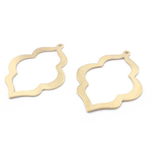 6Pcs Brass Flower Geometric Frame Charms for Jewelry Making