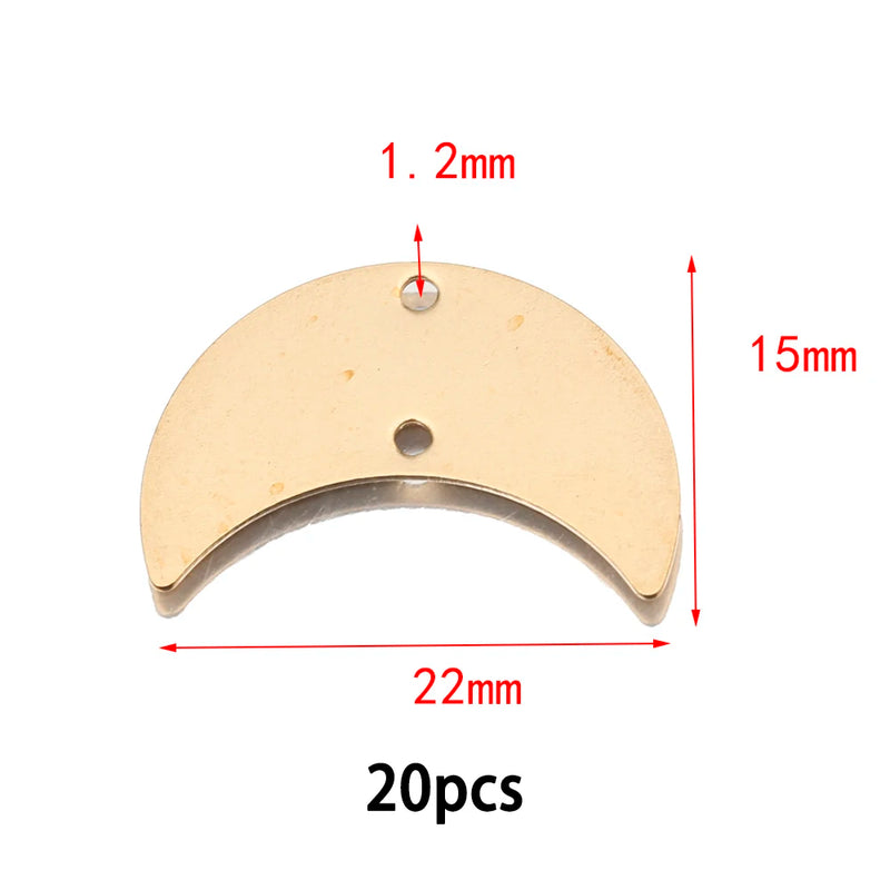 6Pcs Brass Celestial Moon Pendants DIY Jewelry Making