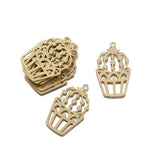 6Pcs Brass Cactus Earring Charms for Jewelry Making